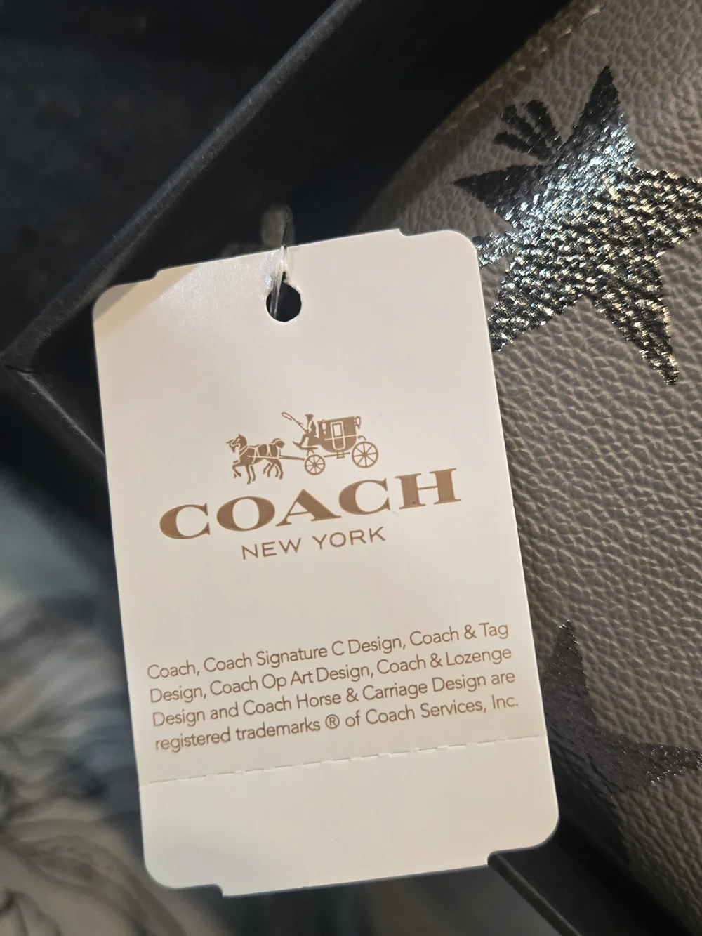 Coach Gray Leather Cosmetic Bags with Metallic Star Accents